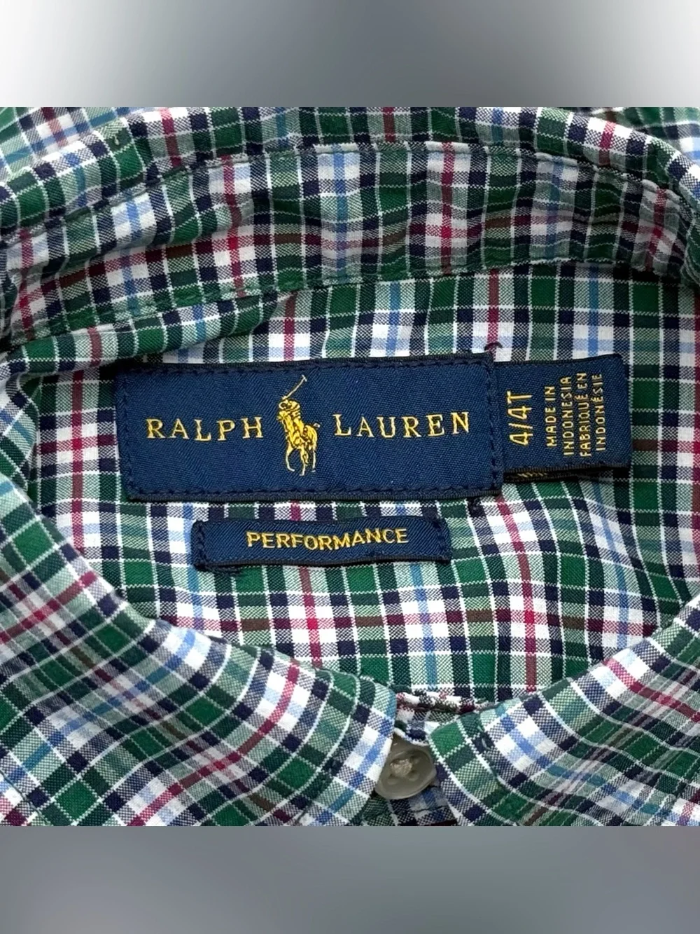 EUC Ralph Lauren Boys Holiday / Christmas Plaid Button Down Shirt In Green 4/4T